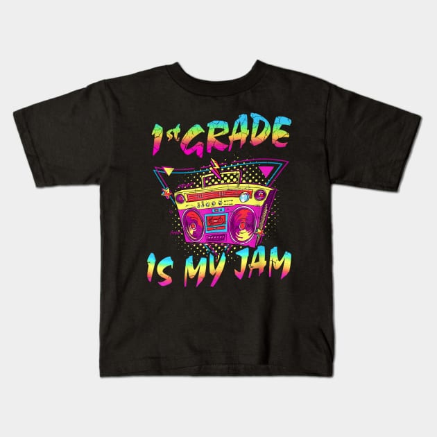 1st Grade Is My Jam First Day Of School Kids T-Shirt by PlumleelaurineArt